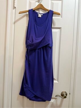 Carven Royal Purple Sleeveless drape detailing Dress